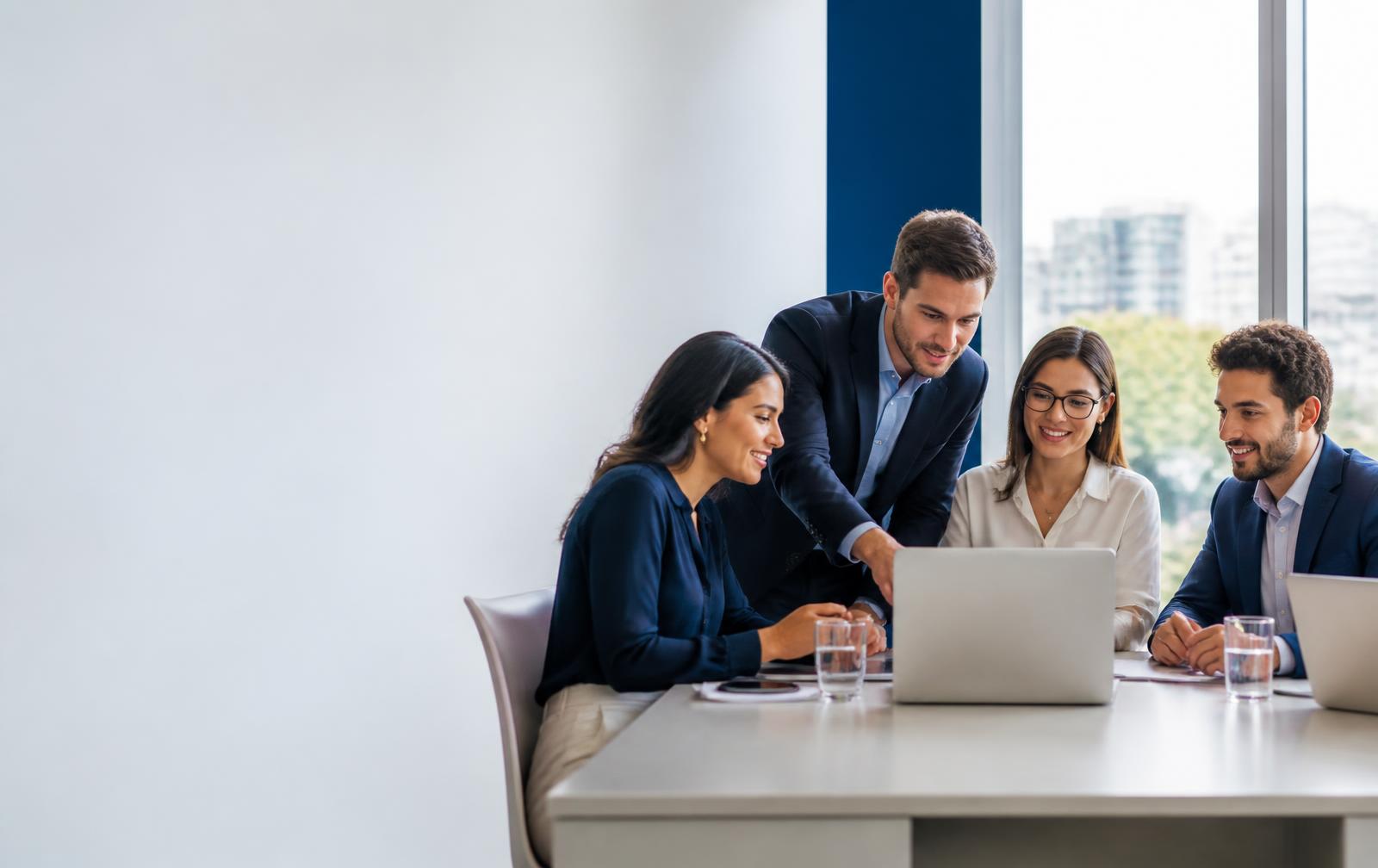 Equipo empresarial colaborando con Segurnube